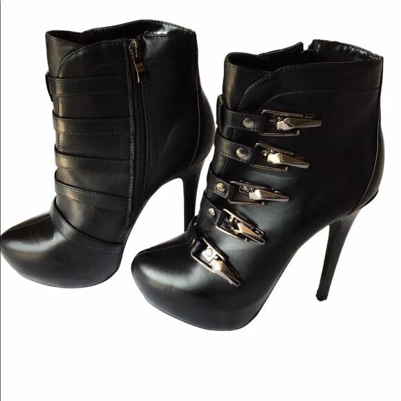 Paper Fox Genece Stiletto Buckle Ankle Boots - Picture 1 of 8